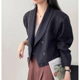 ブラック | ショートラペル ダブルボタン 袖アクセント ブレザー | Bifrost