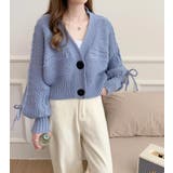 ブルー | デニムパッチワーク フルジッパー ルーズフィット ニットカーディガン | Bifrost