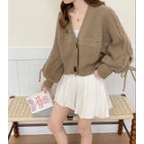 デニムパッチワーク フルジッパー ルーズフィット ニットカーディガン | Bifrost | 詳細画像1 