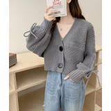 グレー | デニムパッチワーク フルジッパー ルーズフィット ニットカーディガン | Bifrost