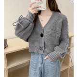 デニムパッチワーク フルジッパー ルーズフィット ニットカーディガン | Bifrost | 詳細画像7 