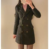 ブラック | ダブルブレストのブレザーワンピース | Bifrost