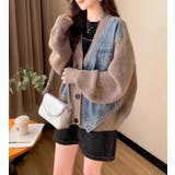 キャメル | デニムパネルツインジッパーカーディガン | Bifrost