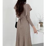 フリル袖プリーツニットロングワンピース | Bifrost | 詳細画像7 