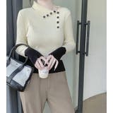 ボタンディテールカラーブロックニットトップス | Bifrost | 詳細画像15 