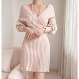 ベージュ | ケーブルニットクロスワンピース | Bifrost