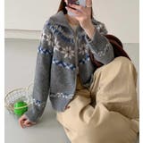 フェアアイル柄フルジップニットセーター | Bifrost | 詳細画像1 