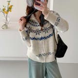 フェアアイル柄フルジップニットセーター | Bifrost | 詳細画像3 