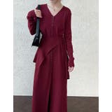 ボルドー | 結びデザインのツーピースニットワンピース | Bifrost