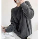 グレー | 丸襟ふわふわニットセーター | Bifrost