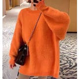 オレンジ | 丸襟ふわふわニットセーター | Bifrost