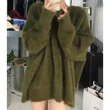 カーキ | 丸襟ふわふわニットセーター | Bifrost