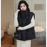 ブラック | ボリューム感あるハイネックダウンベスト | Bifrost