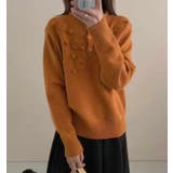 フラワー刺繍とボタンアクセントの可愛らしいニットセーター | Bifrost | 詳細画像5