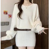 オフショルダーデザインのオーバーサイズニットワンピース | Bifrost | 詳細画像5