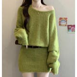 オフショルダーデザインのオーバーサイズニットワンピース | Bifrost | 詳細画像10
