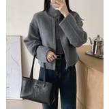 丸首の毛はファスナー付きショート丈コート女 | Bifrost | 詳細画像7 