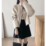 丸首の毛はファスナー付きショート丈コート女 | Bifrost | 詳細画像15 