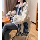 デニムパッチワークケーブルニットパーカー | Bifrost | 詳細画像5