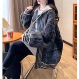 デニムパッチワークケーブルニットパーカー | Bifrost | 詳細画像8