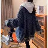 デニムパッチワークケーブルニットパーカー | Bifrost | 詳細画像9