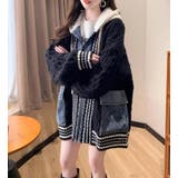 デニムパッチワークケーブルニットパーカー | Bifrost | 詳細画像14