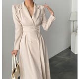 ベージュ | シルエット美が際立つ！ウエストアクセントのワンピース | Bifrost