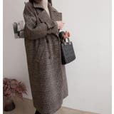 チェック柄デザイン 大きなラペルとダブルブレストが特徴的なロングコート | Bifrost | 詳細画像8 