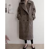 チェック柄デザイン 大きなラペルとダブルブレストが特徴的なロングコート | Bifrost | 詳細画像9 