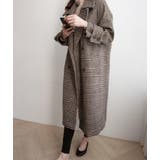 チェック柄デザイン 大きなラペルとダブルブレストが特徴的なロングコート | Bifrost | 詳細画像10 