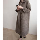 チェック柄デザイン 大きなラペルとダブルブレストが特徴的なロングコート | Bifrost | 詳細画像11 