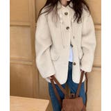 オフホワイト | ハイネック紐締め＆ふわふわボアジャケット | Bifrost