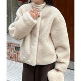 オフホワイト | スカーフ付き&ふわふわボアジャケット | Bifrost