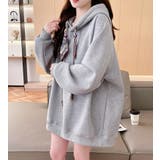 絹マフラー風紐付きオーバーサイズパーカー | Bifrost | 詳細画像1 