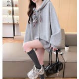 絹マフラー風紐付きオーバーサイズパーカー | Bifrost | 詳細画像4 