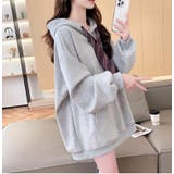 ネクタイ付きオーバーサイズパーカー パーカーワンピース風デザイン | Bifrost | 詳細画像4