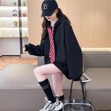 ネクタイ付きオーバーサイズパーカー パーカーワンピース風デザイン | Bifrost | 詳細画像16