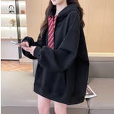 ネクタイ付きオーバーサイズパーカー パーカーワンピース風デザイン | Bifrost | 詳細画像18