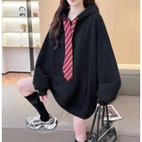 ネクタイ付きオーバーサイズパーカー パーカーワンピース風デザイン | Bifrost | 詳細画像20