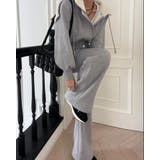 パーカートップス × ワイドパンツ スウェットセット フード付きコーディネート | Bifrost | 詳細画像2 