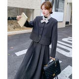 ユニークな襟デザインショートジャケットとロングスカートのセットアップ | Bifrost | 詳細画像8 