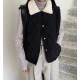 ファーカラーダイヤ柄クルーネックベスト | Bifrost | 詳細画像1 