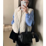 ファーカラーダイヤ柄クルーネックベスト | Bifrost | 詳細画像2 