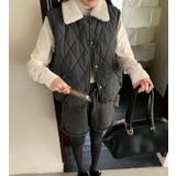 ファーカラーダイヤ柄クルーネックベスト | Bifrost | 詳細画像8 