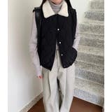 ファーカラーダイヤ柄クルーネックベスト | Bifrost | 詳細画像12 