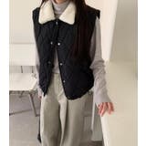 ファーカラーダイヤ柄クルーネックベスト | Bifrost | 詳細画像13 