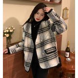 チェック柄ダブルブレスショートコート | Bifrost | 詳細画像17 