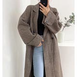 ヘリンボーン柄 ダブルブレスト ウールコート ベルト付き ロングコート | Bifrost | 詳細画像7 