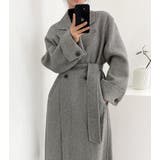 ヘリンボーン柄 ダブルブレスト ウールコート ベルト付き ロングコート | Bifrost | 詳細画像10 