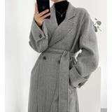 ヘリンボーン柄 ダブルブレスト ウールコート ベルト付き ロングコート | Bifrost | 詳細画像12 